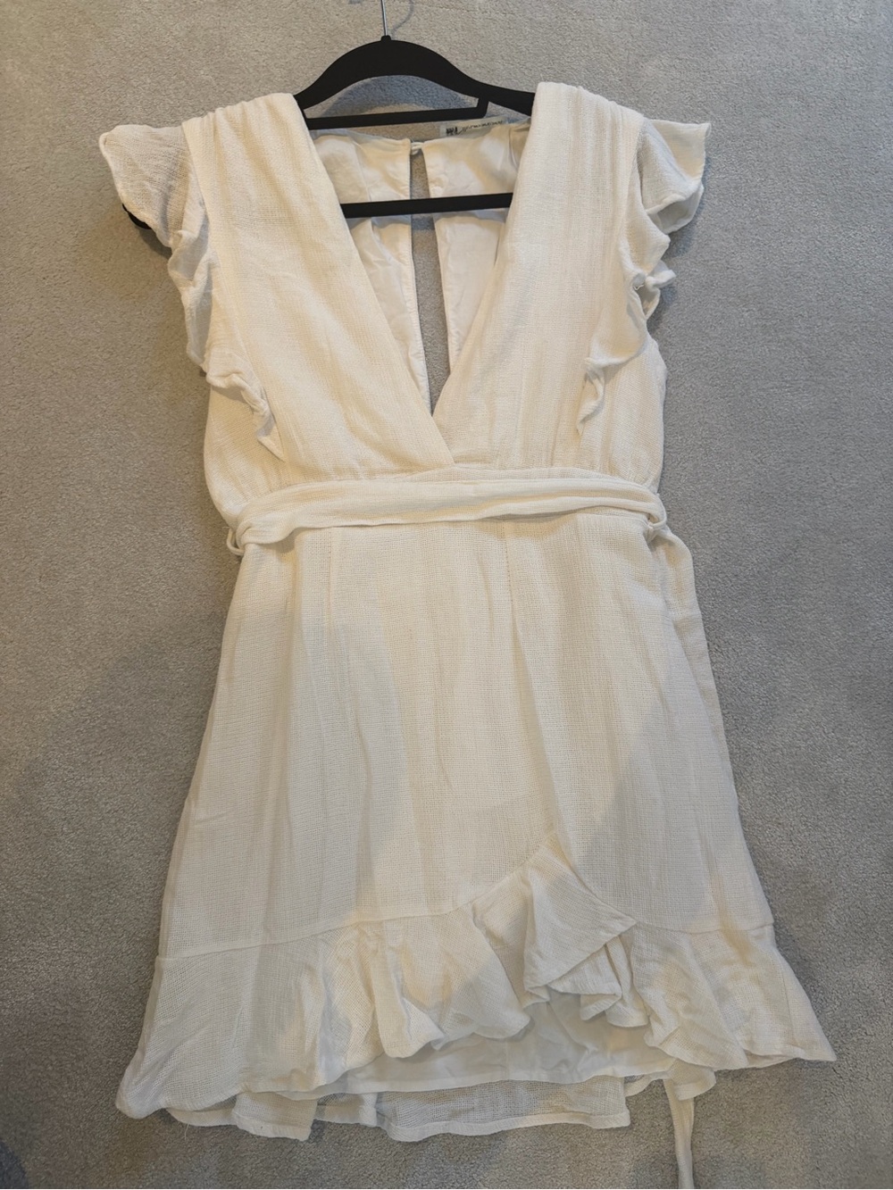 Here Comes the Sun Cream Ruffle Wrap Dress